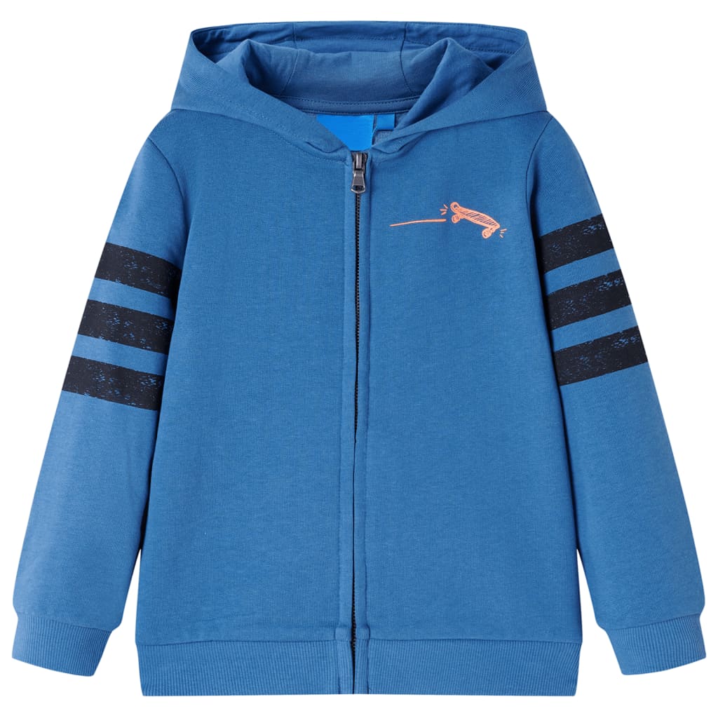 VidaXL Cardigan enfant à capuche 128 bleu