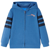 VidaXL Cardigan enfant à capuche 128 bleu