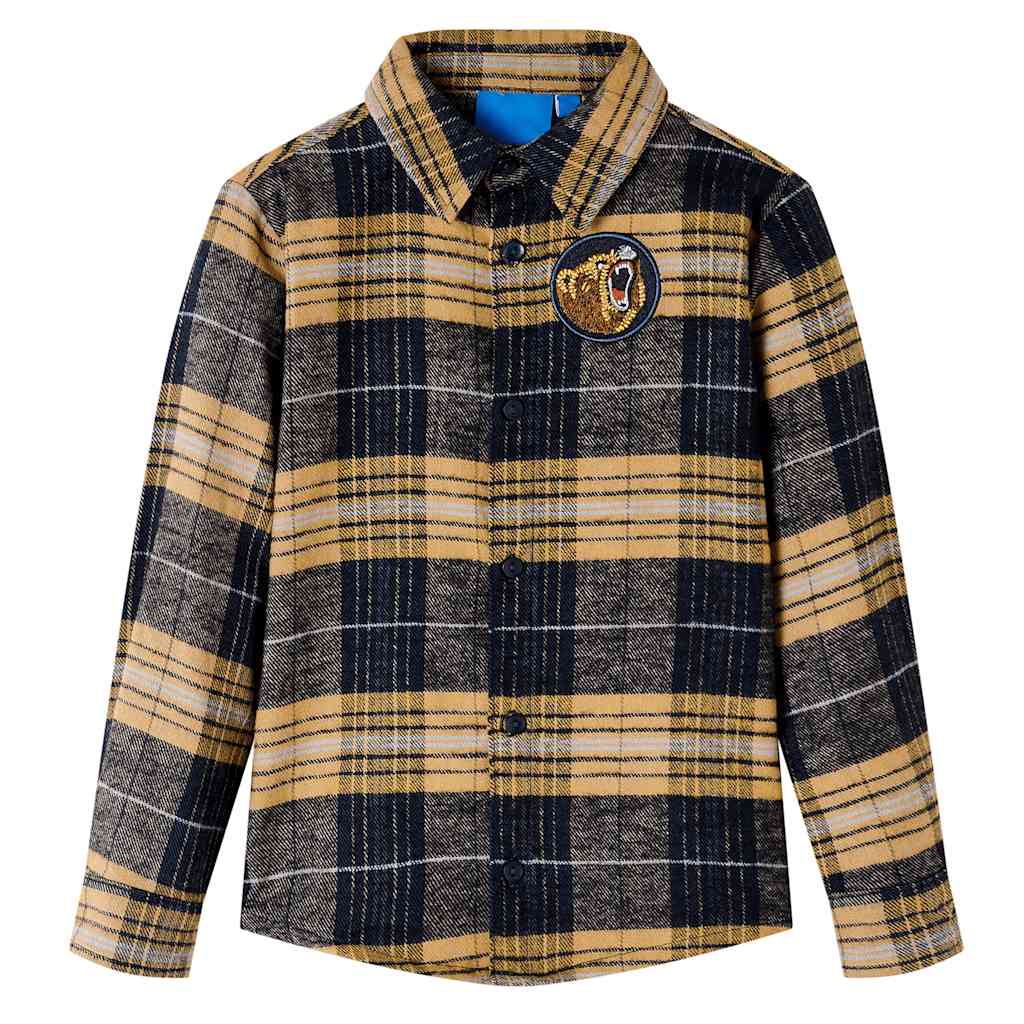 VidaXL Chemise enfant à carreaux 116 jaune et noir