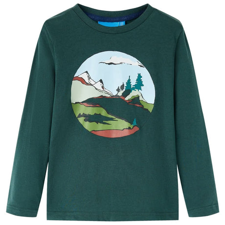 VidaXL Chemise enfant à manches longues 128 vert foncé