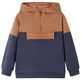 VidaXL Pull enfant avec capuche demi-fermeture éclair 92 couleur cognac anthracite