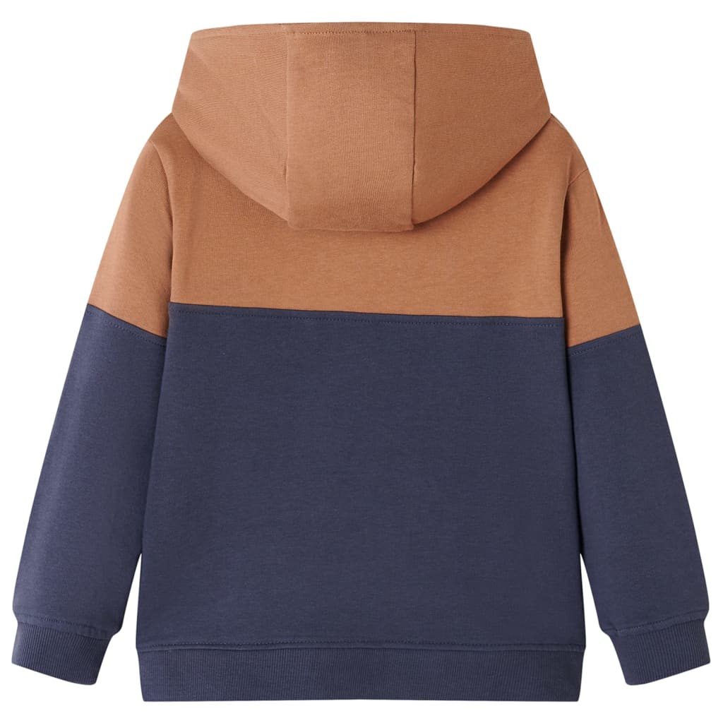 VidaXL Pull enfant avec capuche demi-fermeture éclair 92 couleur cognac anthracite