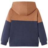 VidaXL Pull enfant avec capuche demi-fermeture éclair 92 couleur cognac anthracite