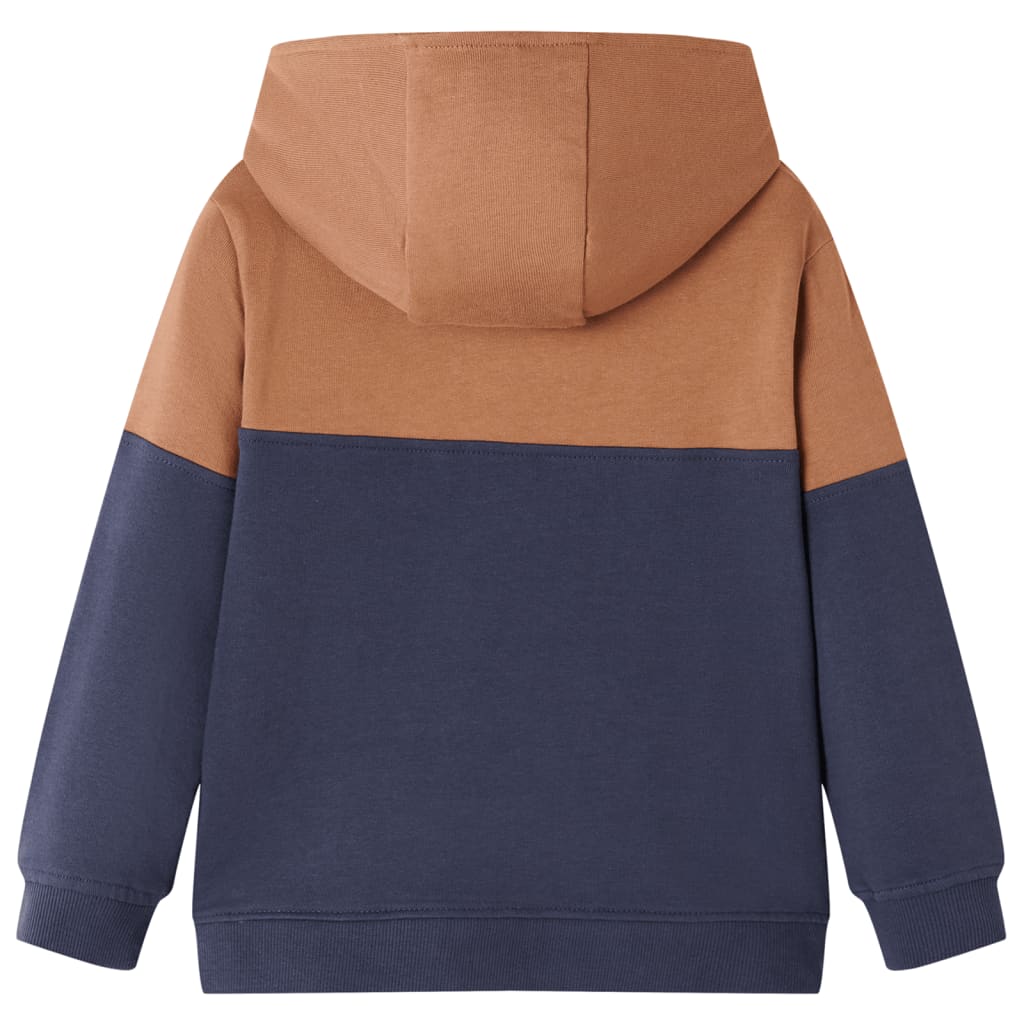 VidaXL Pull enfant avec capuche demi-fermeture éclair 128 couleur cognac anthracite