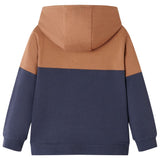 VidaXL Pull enfant avec capuche demi-fermeture éclair 140 couleur cognac anthracite