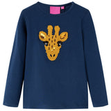 VidaXL Chemise enfant à manches longues 128 bleu marine