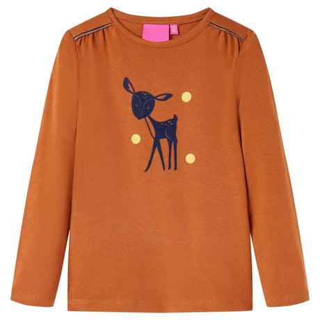 VidaXL Chemise enfant à manches longues 128 couleur cognac