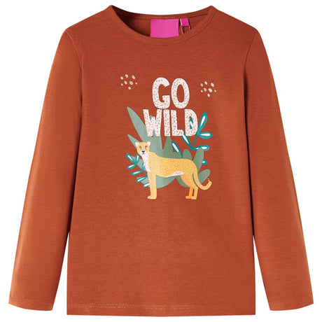 VidaXL Chemise enfant à manches longues 104 couleur cognac