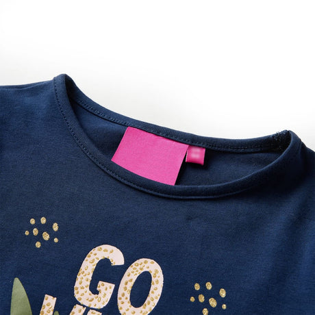 VidaXL Chemise enfant à manches longues 128 bleu marine
