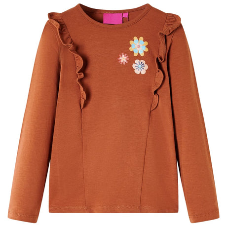 VidaXL Chemise enfant à manches longues 116 couleur cognac