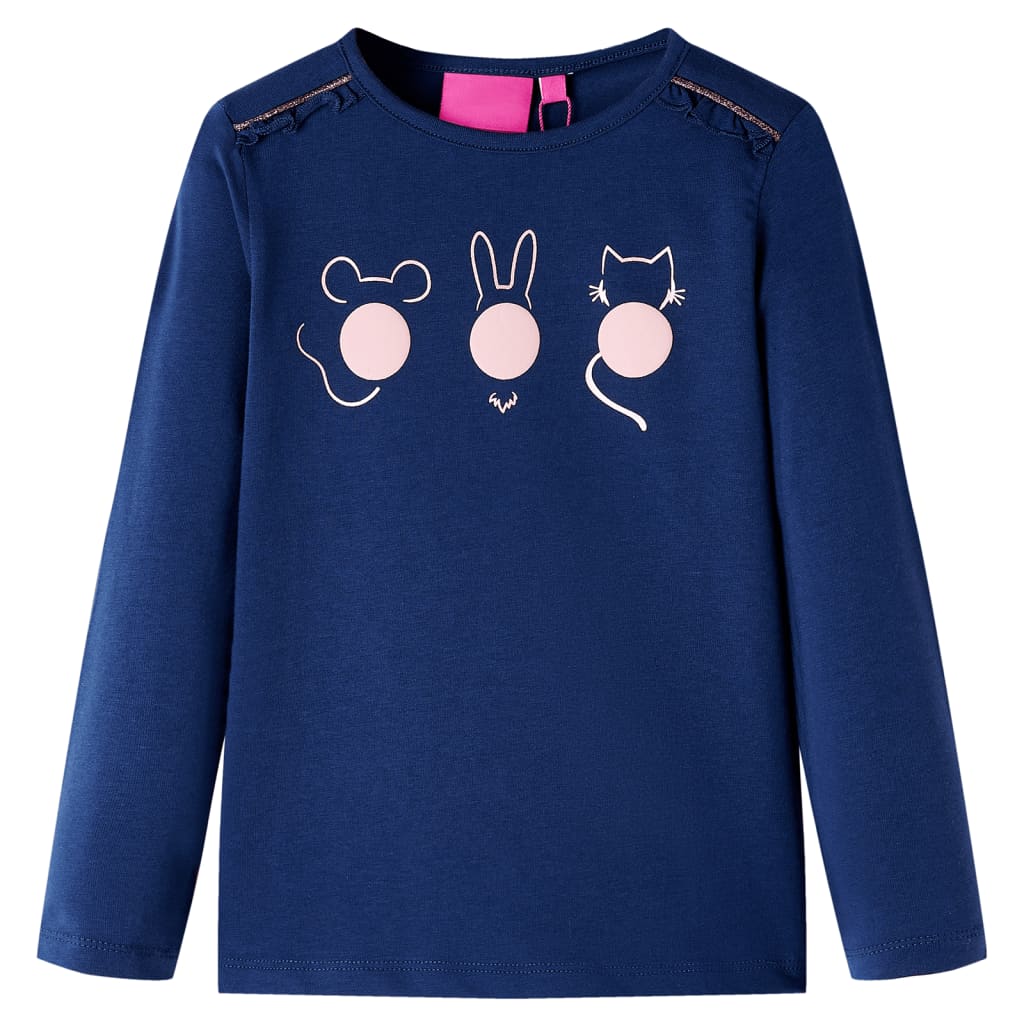 VidaXL Chemise enfant à manches longues 128 bleu marine
