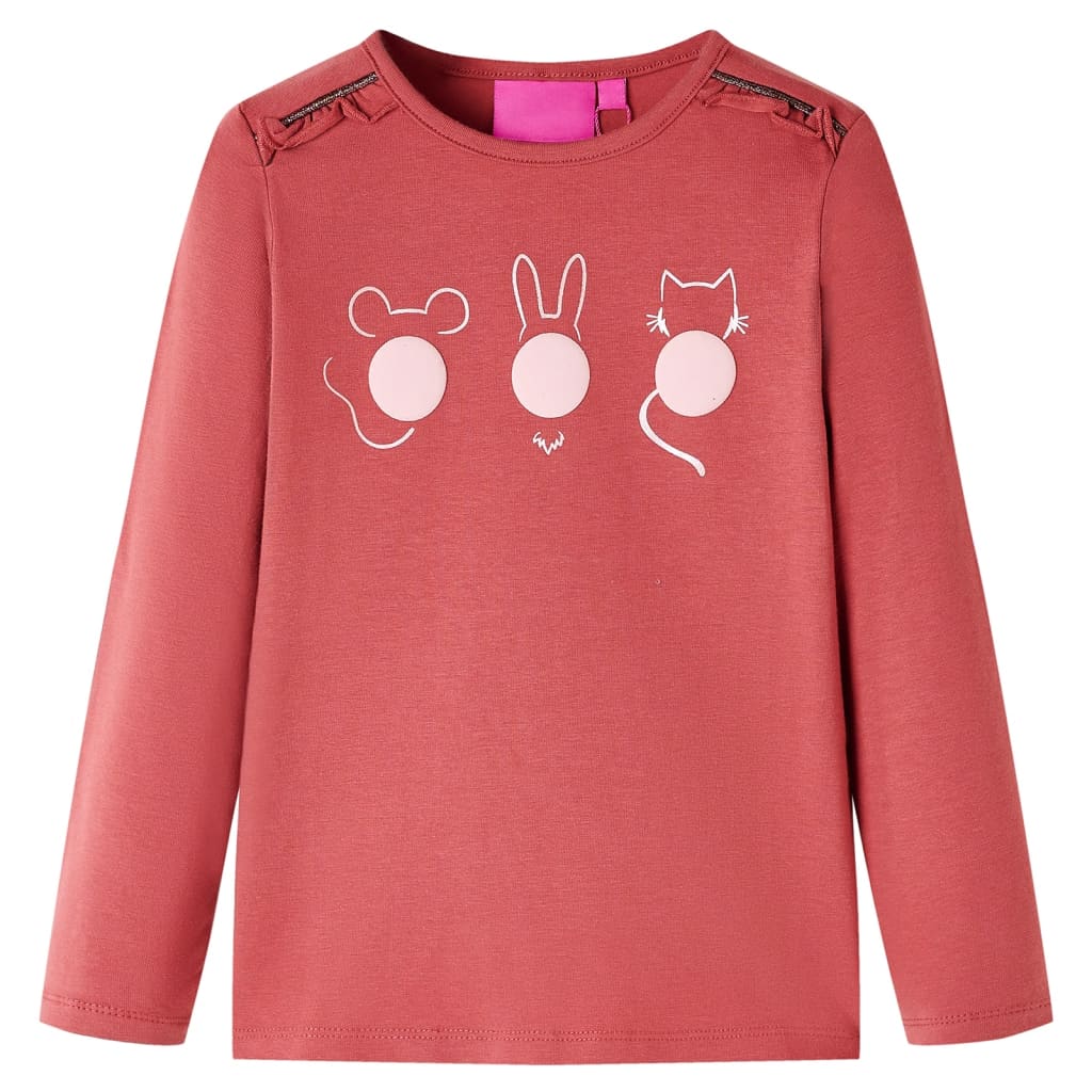 VidaXL Chemise enfant à manches longues 116 rose marron