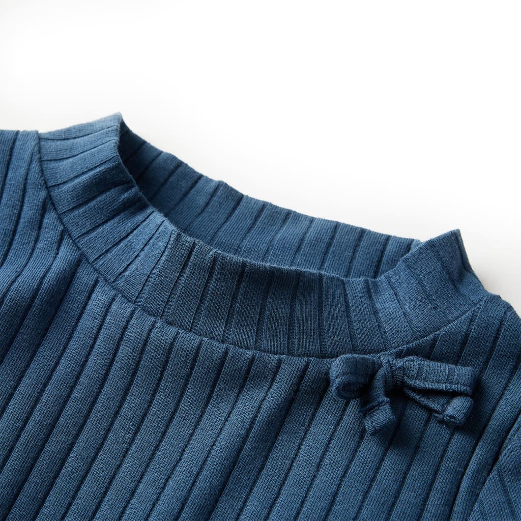 VidaXL Chemise enfant à manches longues côtelée 140 bleu marine