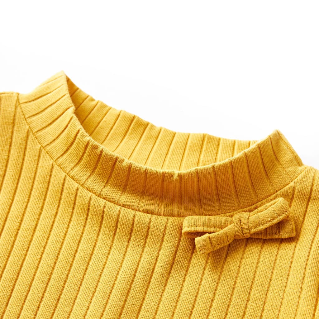 VidaXL Chemise enfant à manches longues côtelée 92 ocre foncé
