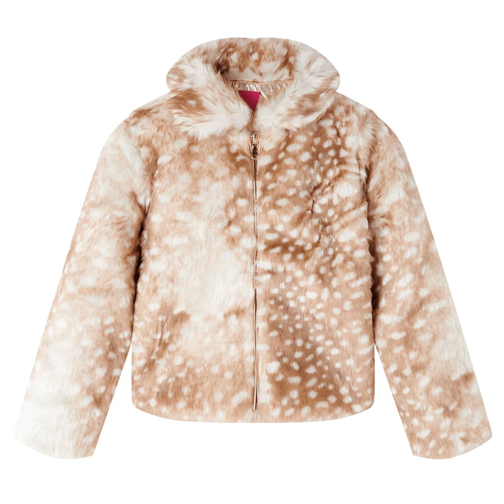 VidaXL Manteau enfant 116 fausse fourrure couleur cognac