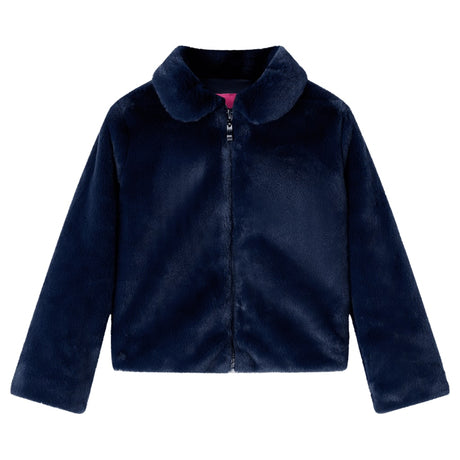 VidaXL Manteau enfant 104 fausse fourrure bleu marine