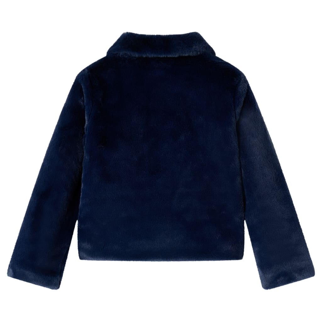 VidaXL manteau enfant 104 fourrure artificielle bleu marine