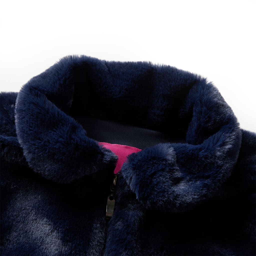 VidaXL manteau enfant 104 fourrure artificielle bleu marine