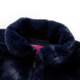 VidaXL manteau enfant 104 fourrure artificielle bleu marine