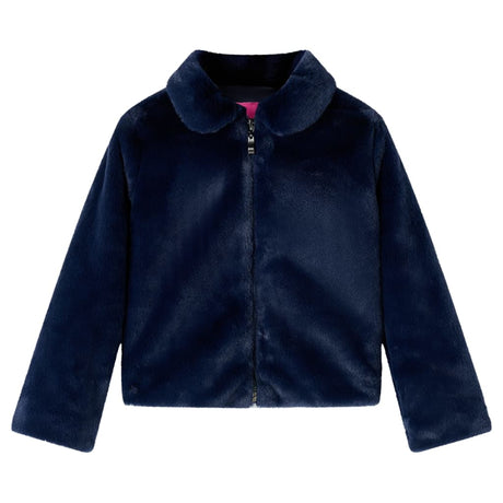 VidaXL Manteau enfant 116 fourrure artificielle bleu marine