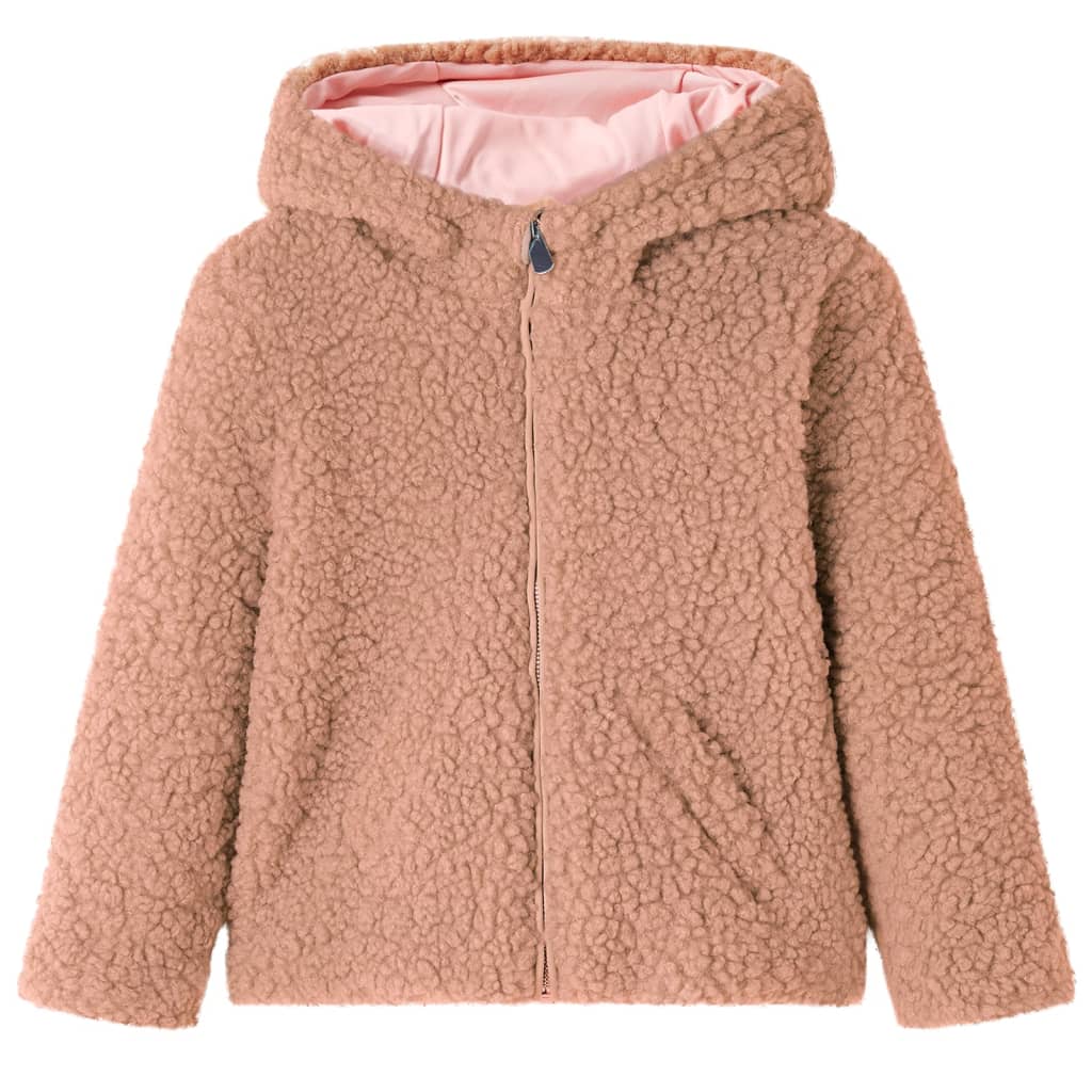 VidaXL Manteau enfant à capuche tddy 116 fourrure artificielle couleur cognac
