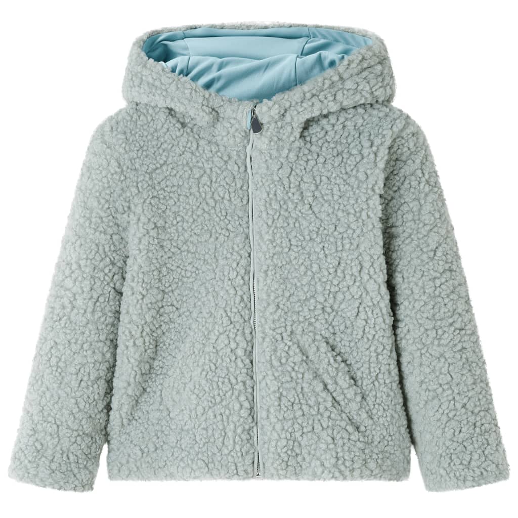 VidaXL Manteau enfant à capuche teddy 104 fourrure artificielle vert menthe