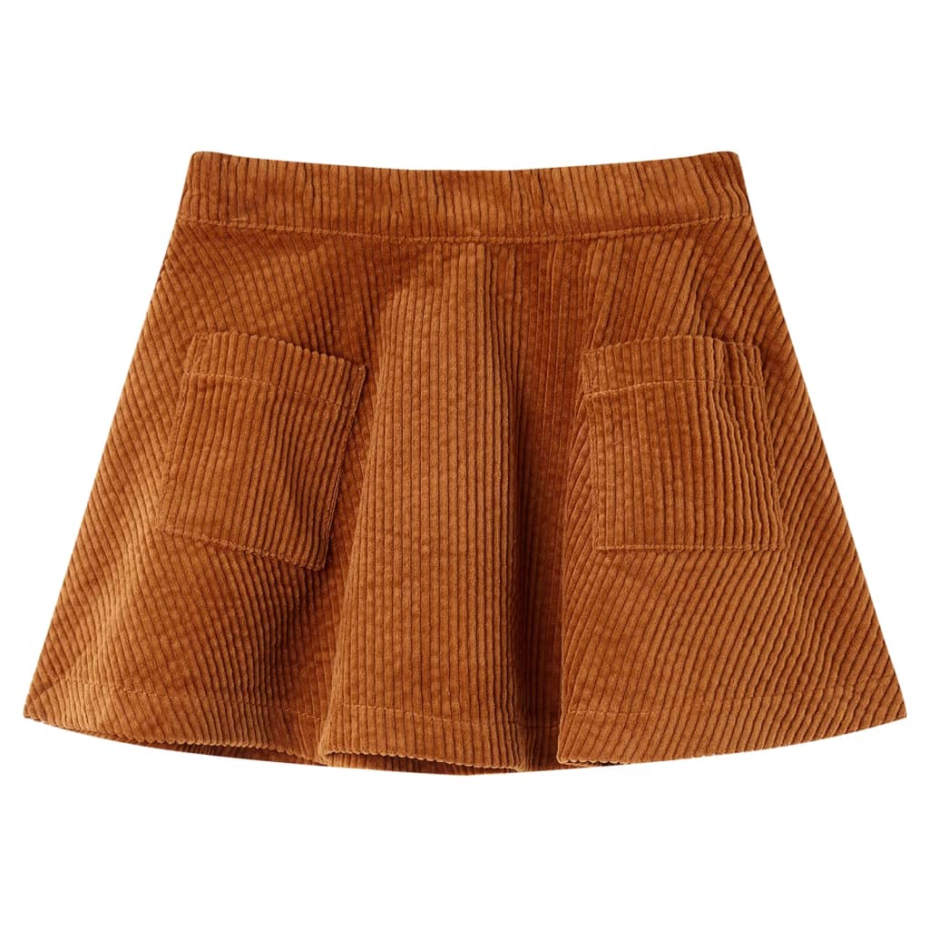 VidaXL Jupe enfant avec poches velours côtelé 92 couleur cognac