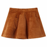 VidaXL Jupe enfant avec poches velours côtelé 128 couleur cognac