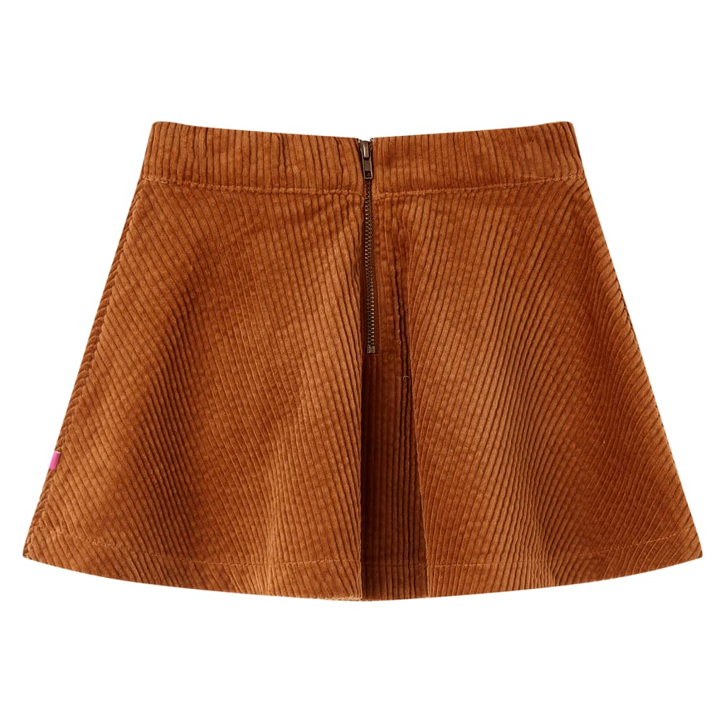 VidaXL Jupe enfant avec poches velours côtelé 128 couleur cognac