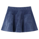 VidaXL Jupe enfant avec poches velours côtelé 128 bleu marine