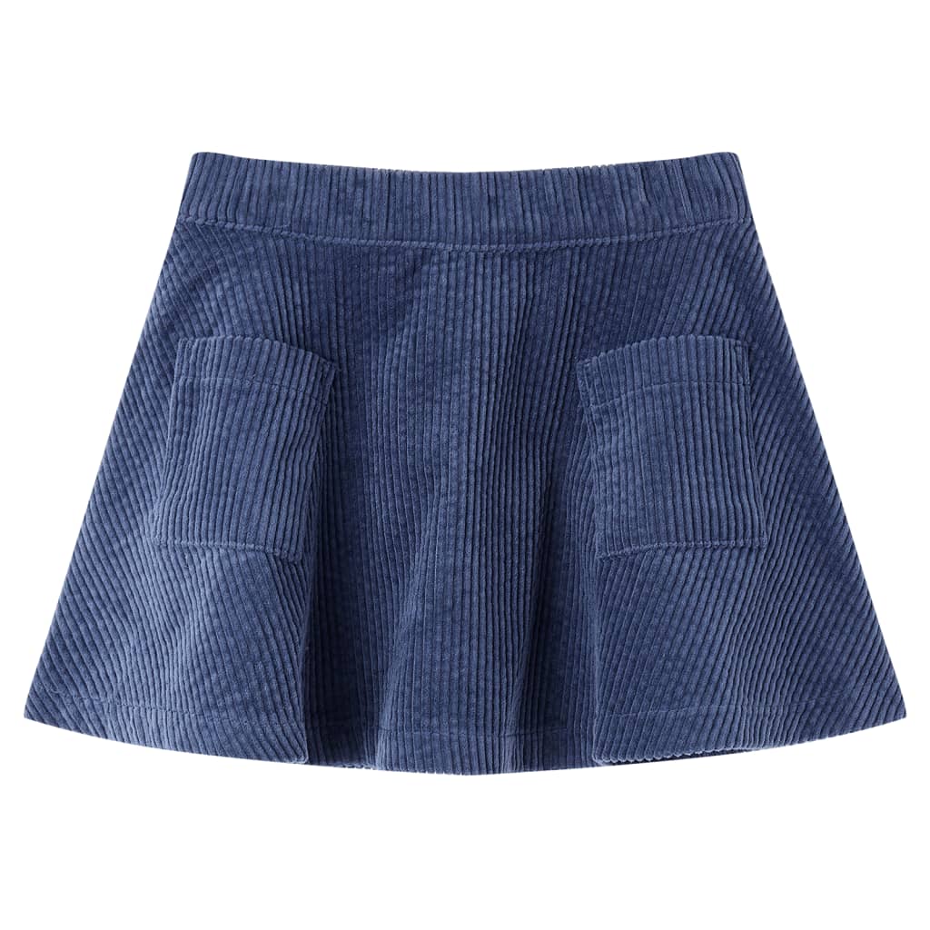 VidaXL Jupe enfant avec poches velours côtelé 140 bleu marine