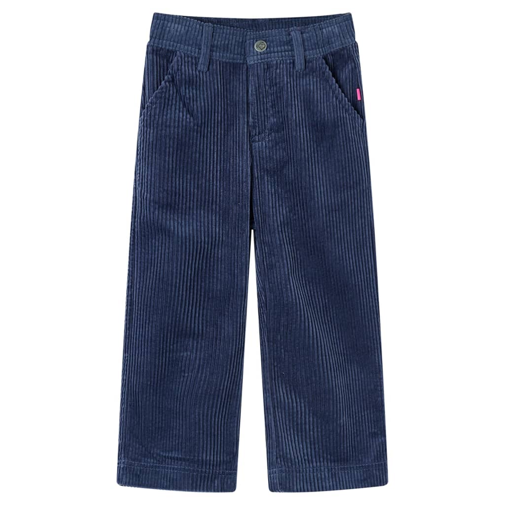 VidaXL Pantalon enfant 92 velours côtelé bleu marine