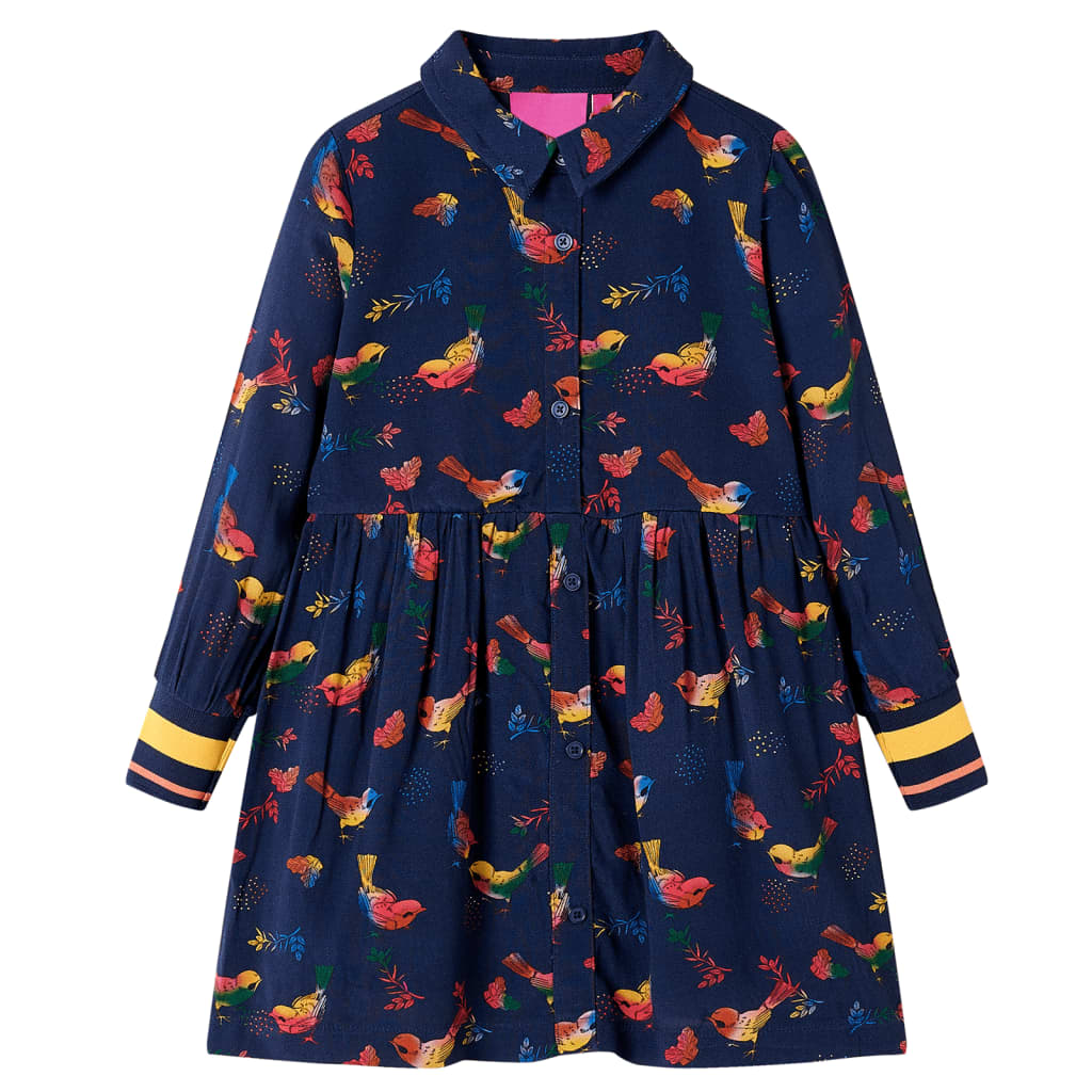 VidaXL Robe enfant à manches longues 116 bleu marine