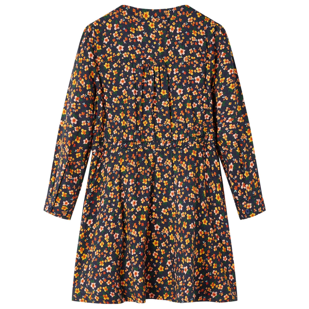 VidaXL Robe enfant à manches longues 128 bleu marine