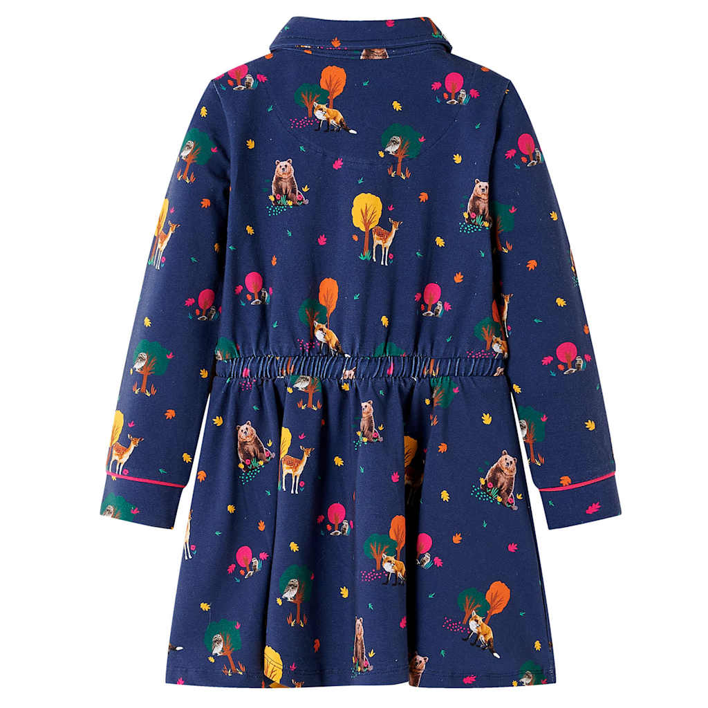 VidaXL Robe enfant manches longues et cordon de serrage 92 bleu marine