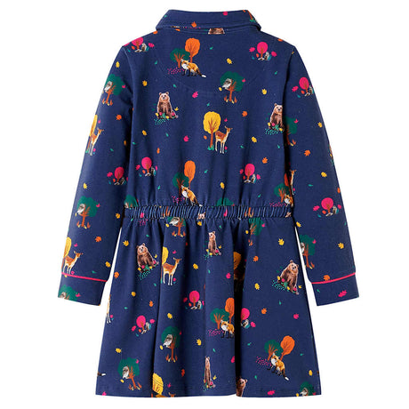 VidaXL Robe enfant manches longues et cordon de serrage 92 bleu marine