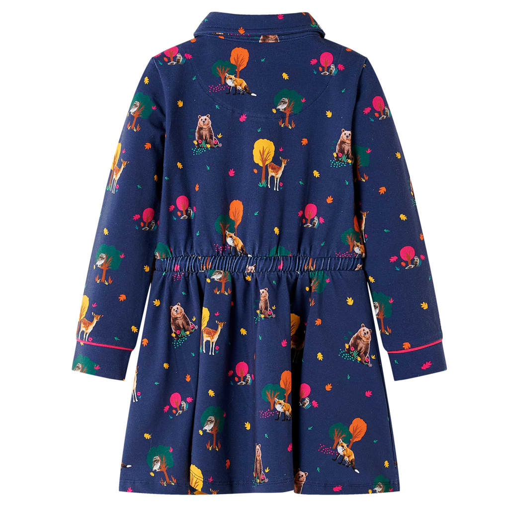 VidaXL Robe enfant manches longues et cordon de serrage 104 bleu marine