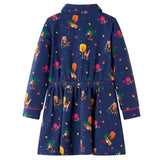 VidaXL Robe enfant manches longues et cordon de serrage 104 bleu marine