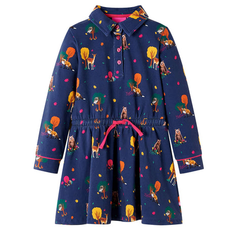 VidaXL Robe enfant manches longues et cordon de serrage 116 bleu marine