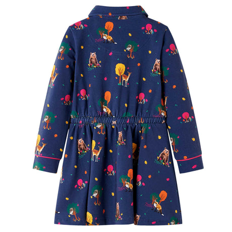 VidaXL Robe enfant manches longues et cordon de serrage 116 bleu marine