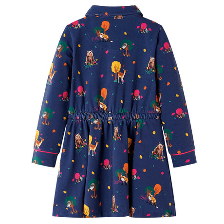 VidaXL Robe enfant manches longues et cordon de serrage 140 bleu marine