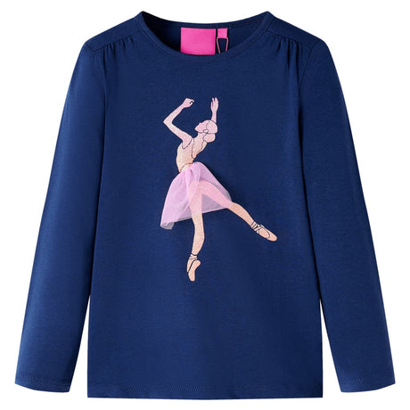 VidaXL Chemise enfant à manches longues 128 bleu marine