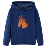 VidaXL pull enfant à capuche 116 bleu marine