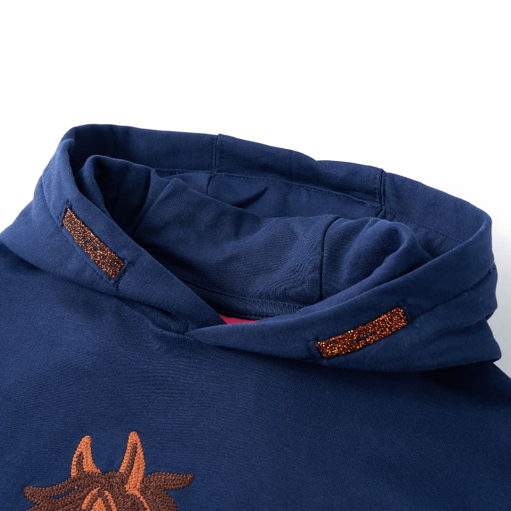 VidaXL pull enfant à capuche 116 bleu marine