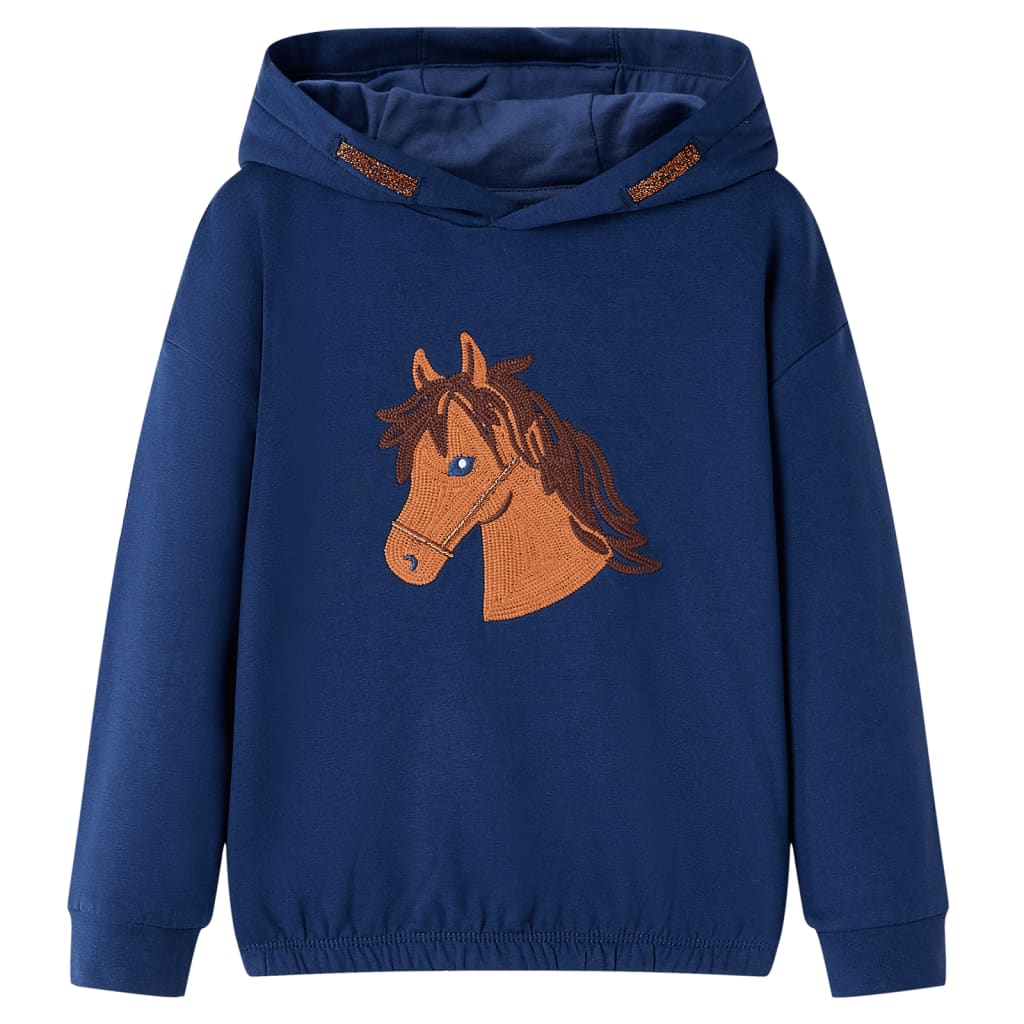 VidaXL Pull enfant à capuche 128 bleu marine