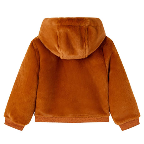 VidaXL Manteau enfant avec capuche 92 fausse fourrure couleur cognac