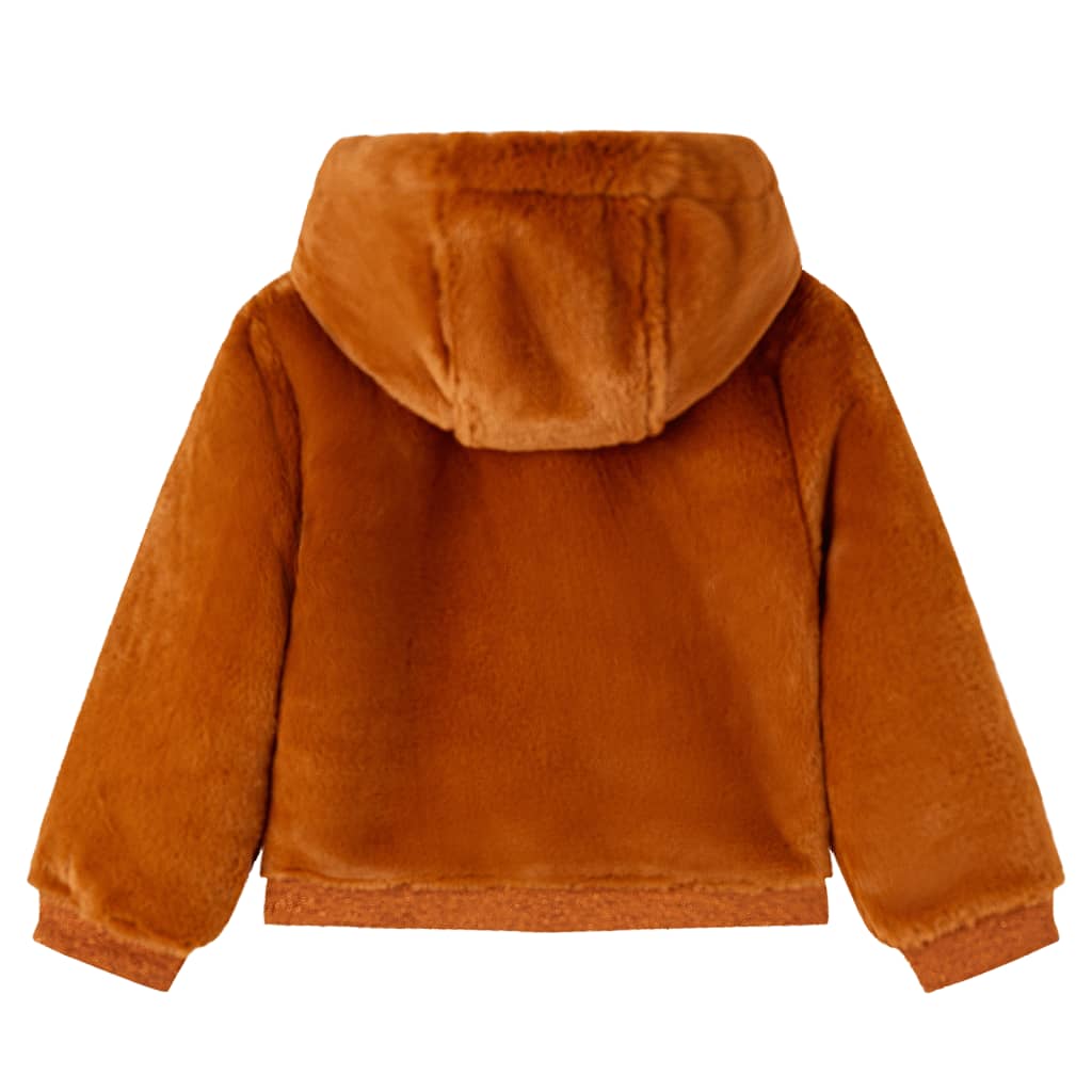 VidaXL Manteau enfant avec capuche 104 fausse fourrure couleur cognac