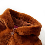 VidaXL Manteau enfant avec capuche 140 fourrure artificielle couleur cognac