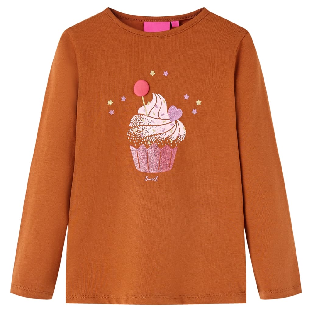 VidaXL Chemise enfant à manches longues 104 couleur cognac
