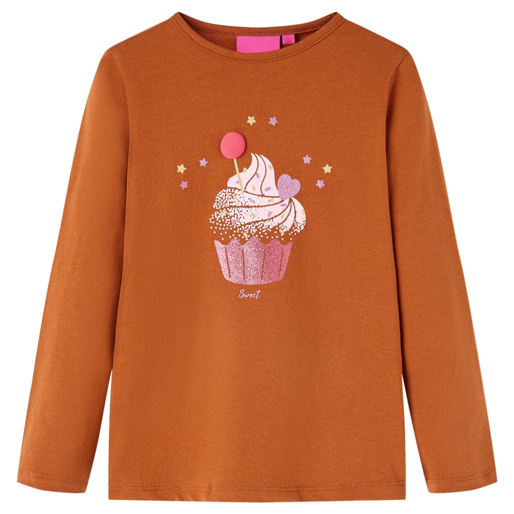 VidaXL Chemise enfant à manches longues 116 couleur cognac